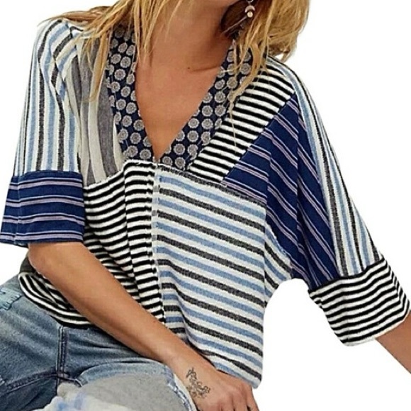 We The Free Tops - 🌀 We The Free (by Free People) Patchwork Stripe Top – Size Large